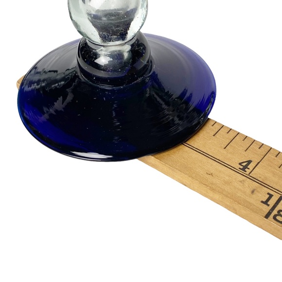 Vintage Blue Glass Candle Holders - Picture 7 of 7